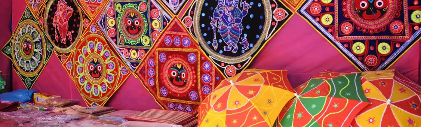 Traditional Pipili appliqué textiles and umbrellas
